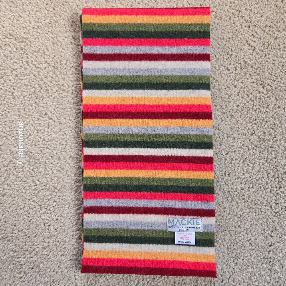 NWOT Mackie Wool Knit Stripe Scarf Robert Mackie of Scotland